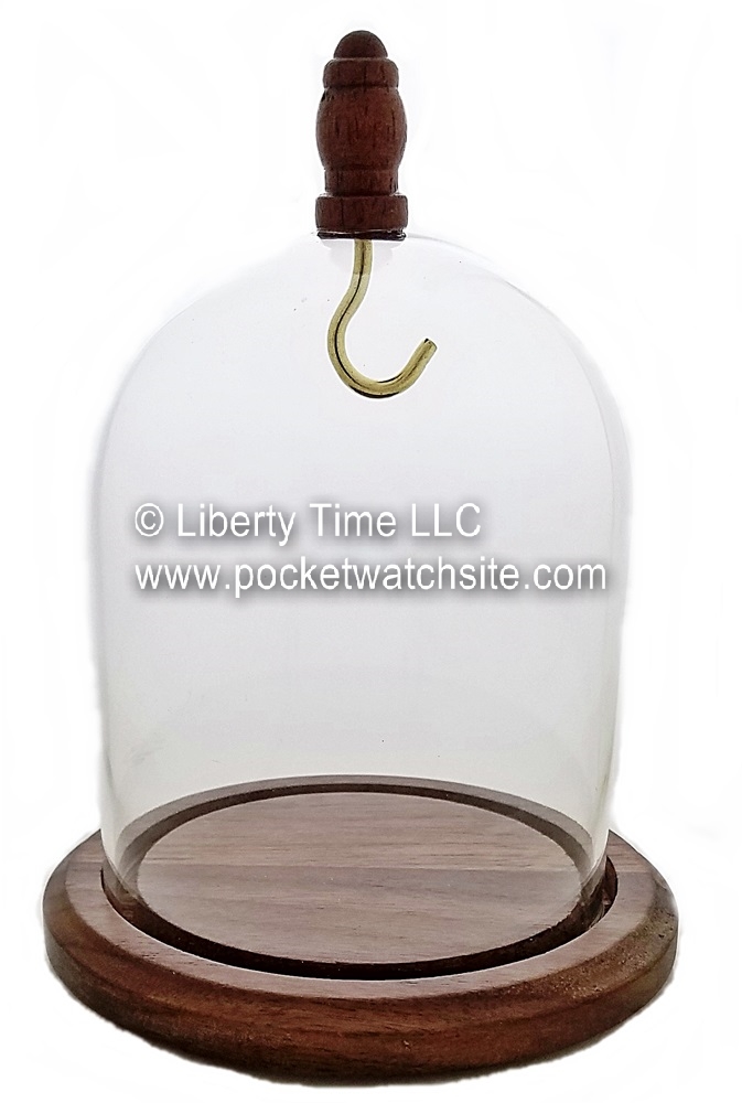 Dueber Pocket Watch Glass Display Dome with solid walnut base